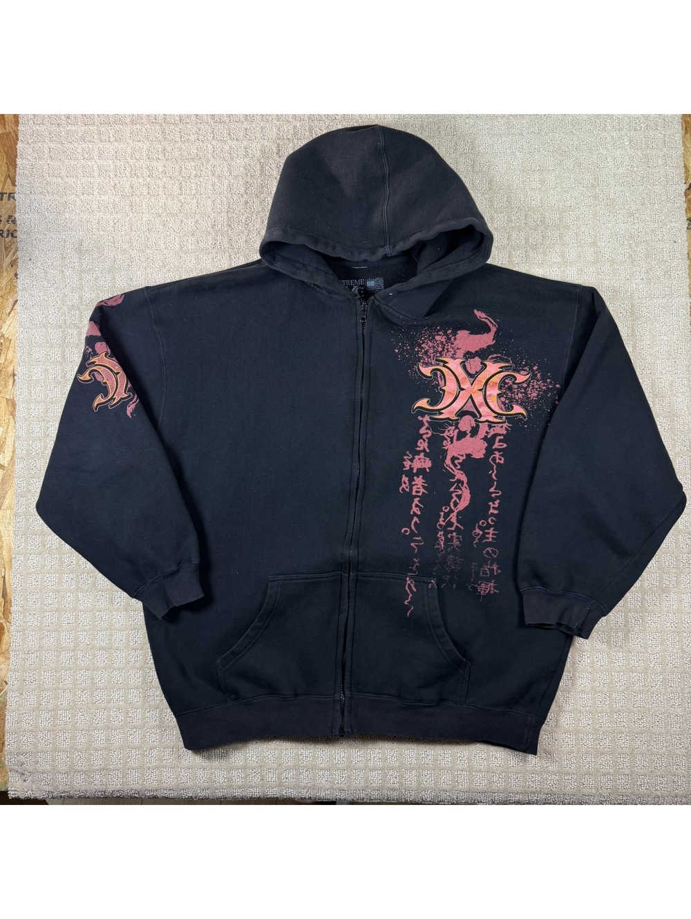 Y2K Xtreme Couture Skull Dragon Zip Hoodie Black 2XL
